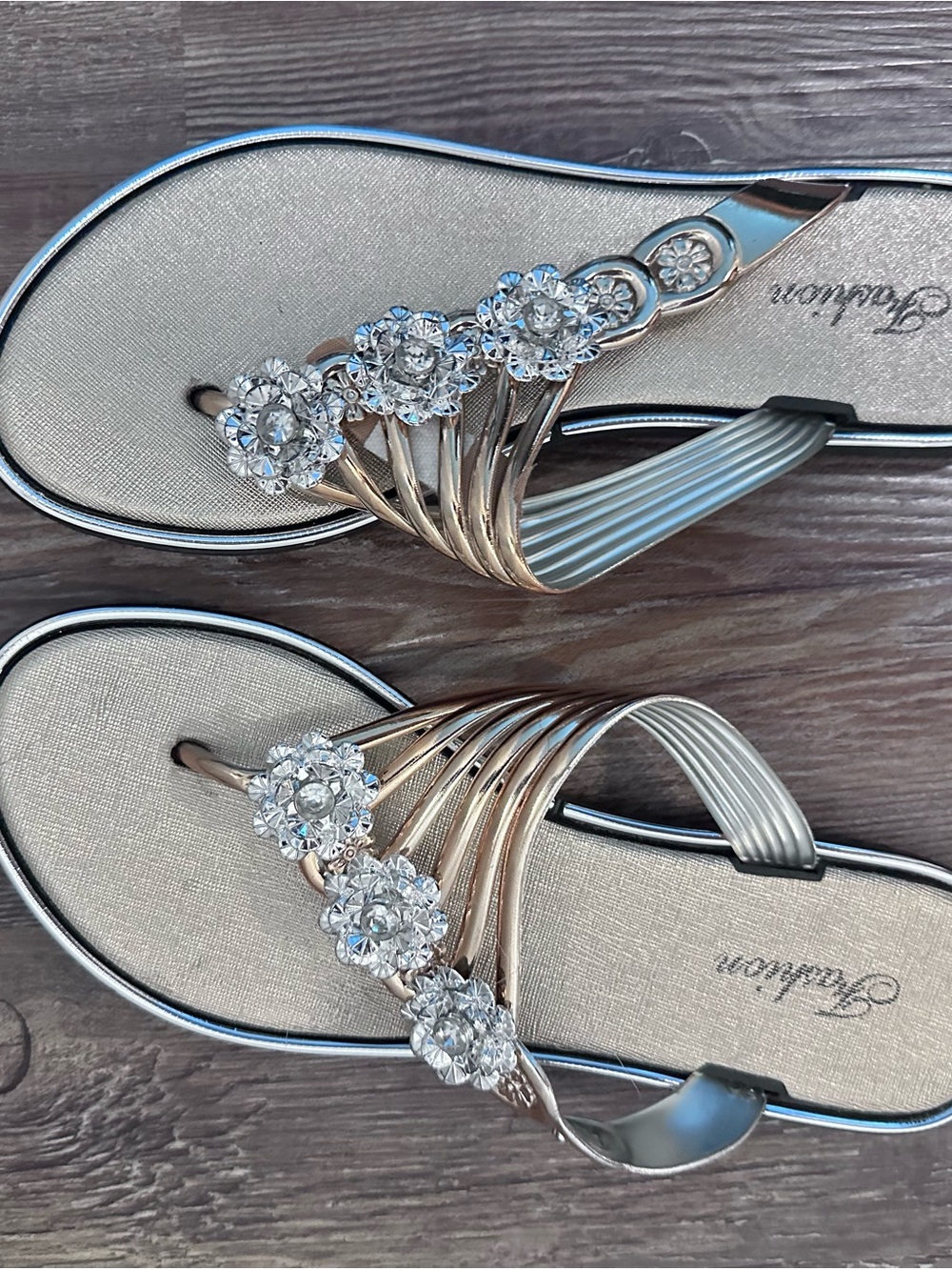 Trendy boutique Gold Floral Crystal Women's Dressy Sandals